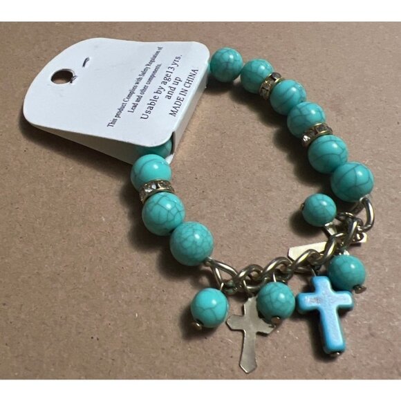 My Style Faux Turquoise Faith Bead Stretch Bracelet - Picture 6 of 6